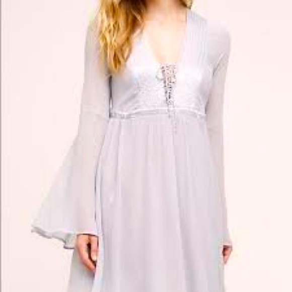 Anthropologie Ghost London Pale Blue Dress with Bell Sleeves - Picture 5 of 12